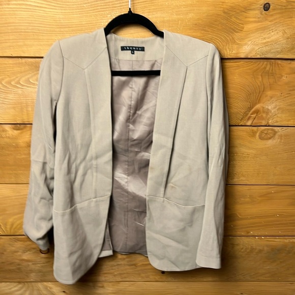 Theory Women‎ Lanai Edition Stretch Virgin Wool Blend Blazer Beige US 2 Business - Picture 1 of 12